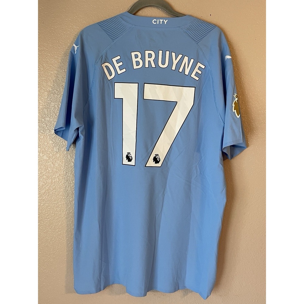 Men's 3XL NWOT Manchester City Kevin De Bruyne #17 Puma 2023/24 Home Jersey Blue - Picture 7 of 10
